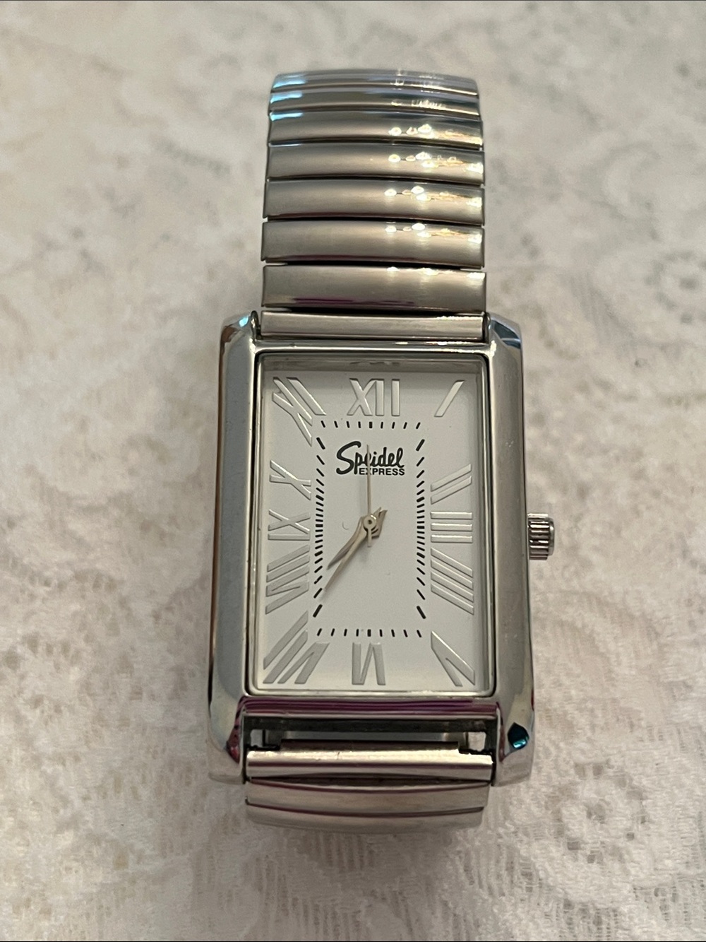 Speidel Silver Rectangular Stretch Bracelet Watch